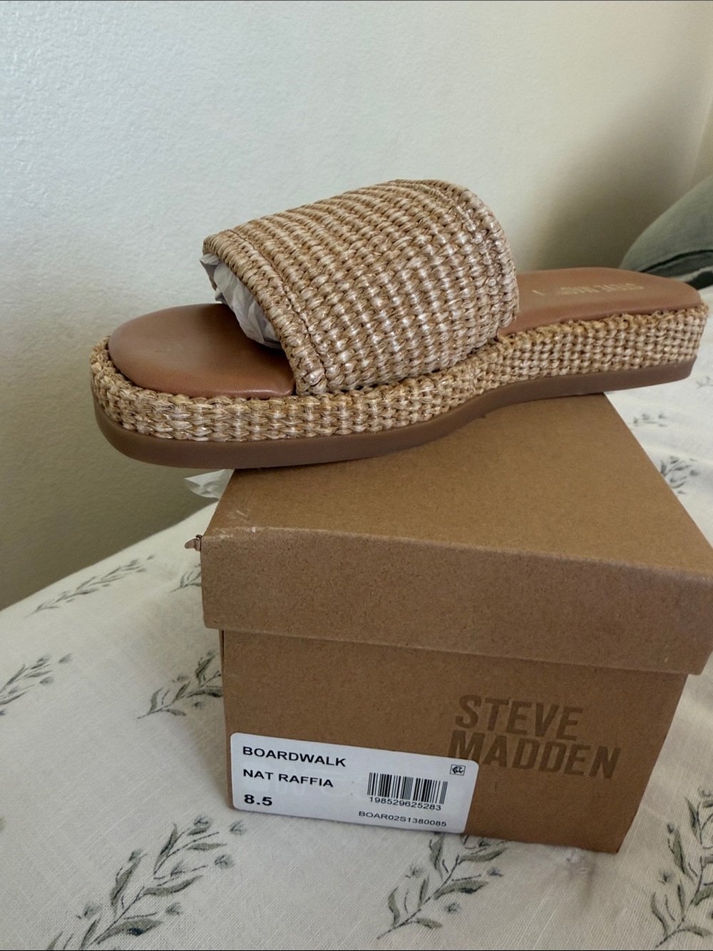 Steve Madden Boardwalk Nat Raffia Slide Sandal - Natural Tan
